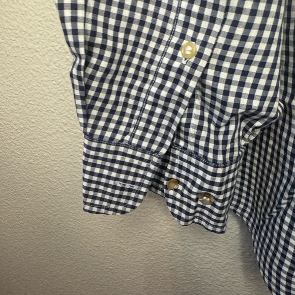 Orvis navy and white gingham button down long sleeve oxford casual shirt - Picture 4 of 9